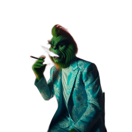 jacket, creature, mask, staff transparent PNG cut-out