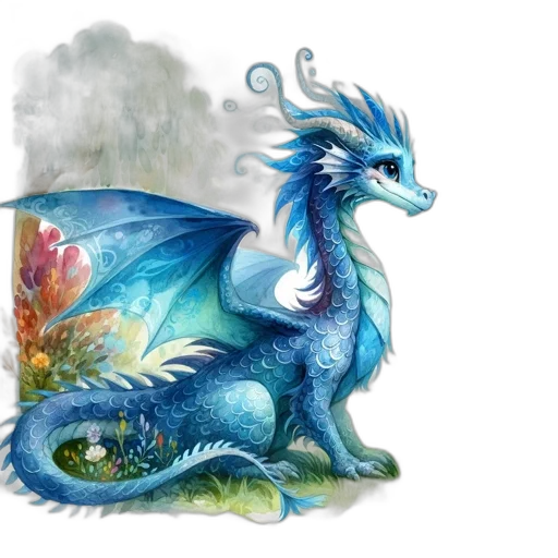 dragon, fantasy art, concept art, watercolor transparent PNG cut-out