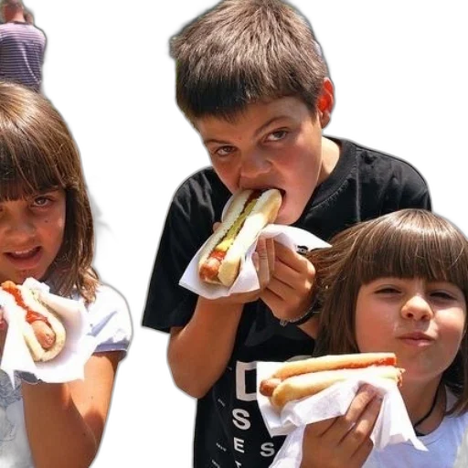 food, three, children, enjoy transparent PNG cut-out