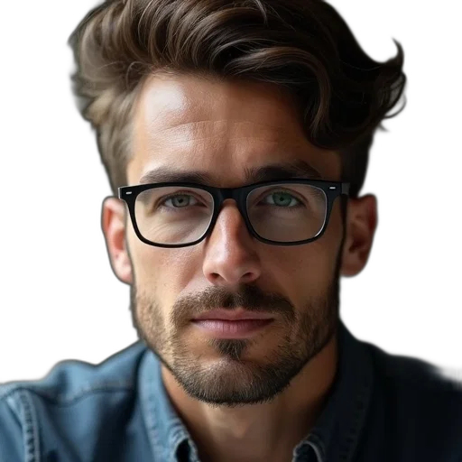 face, hair, staff, jacket transparent PNG cut-out