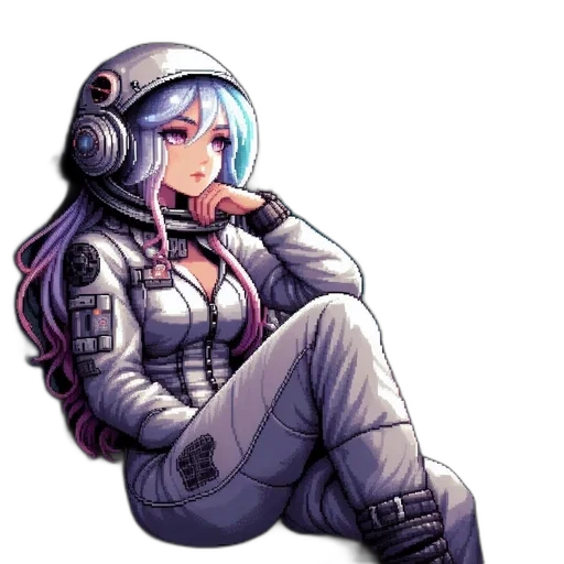 robot, jacket, staff, pixel art transparent PNG cut-out