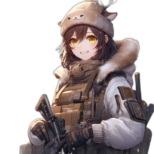 weapon, jacket, hat, staff transparent PNG cut-out