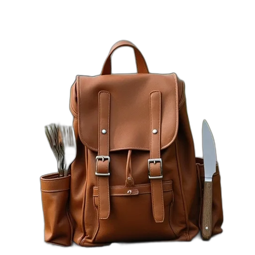 photorealistic, 3d render, earth tones, backpack transparent PNG cut-out