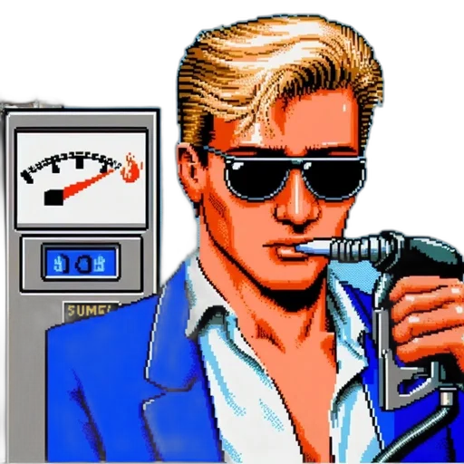 jacket, robot, vaporwave, pixel art transparent PNG cut-out