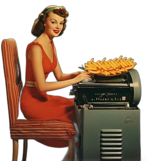 robot, food, dress, woman transparent PNG cut-out