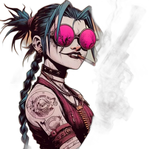cyberpunk, comic book art, concept art, cartoon transparent PNG cut-out