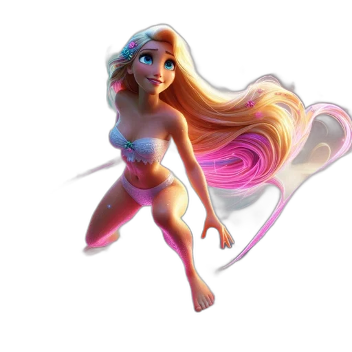 hair, dress, 3d render, concept art transparent PNG cut-out