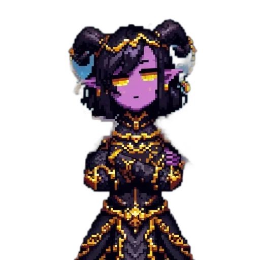 staff, dress, crown, pixel art transparent PNG cut-out