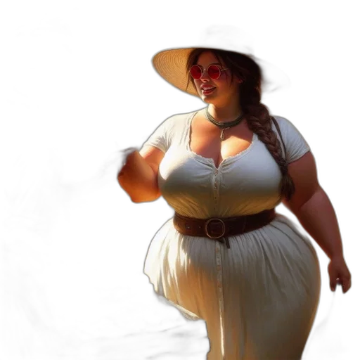 dress, hat, creature, staff transparent PNG cut-out