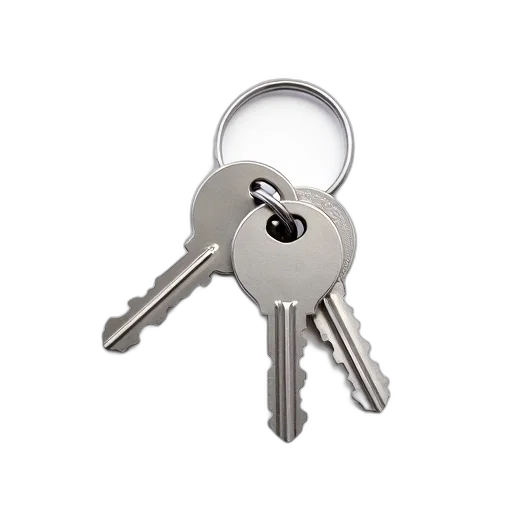 set, silver, metal, keys transparent PNG cut-out