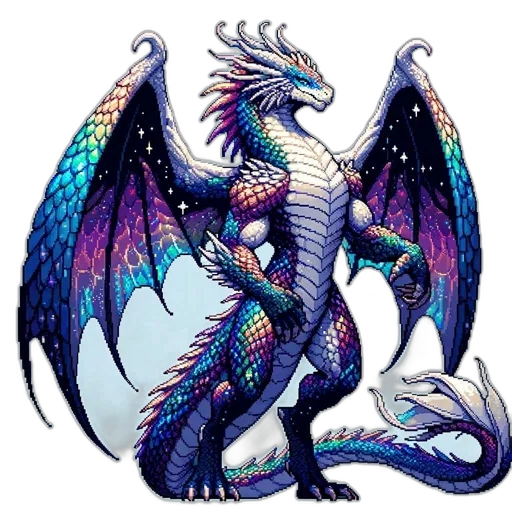 dragon, staff, fantasy art, pixel art transparent PNG cut-out