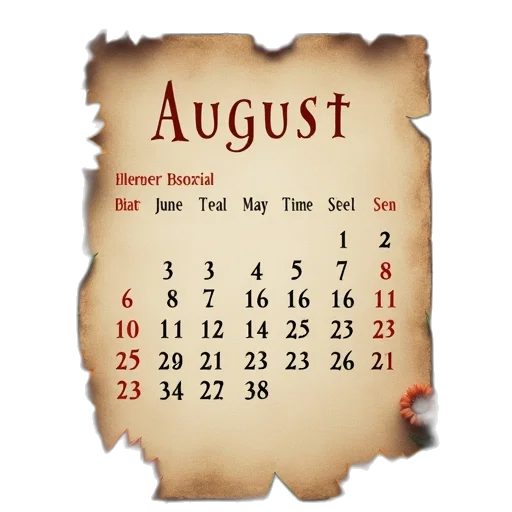 august, calendar, 2018 transparent PNG cut-out