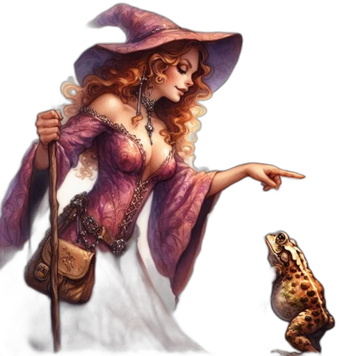 dress, staff, hat, jewelry transparent PNG cut-out