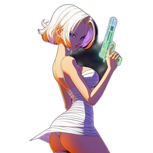 dress, staff, weapon, robot transparent PNG cut-out