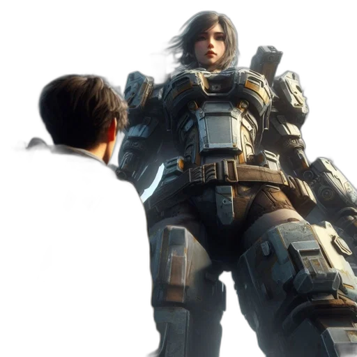 jacket, weapon, robot, face transparent PNG cut-out