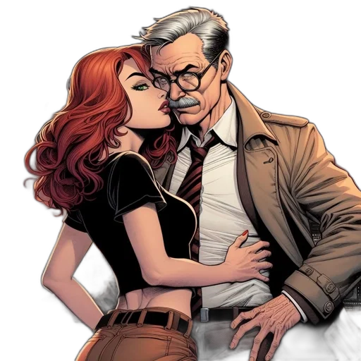 comic book art, concept art, woman, red transparent PNG cut-out