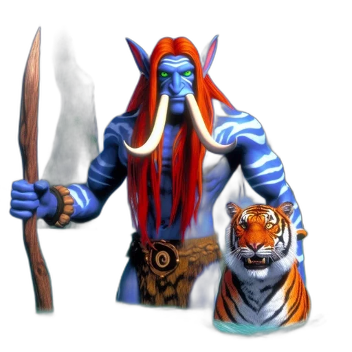 staff, sword, animal, fantasy art transparent PNG cut-out