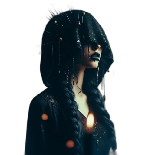hair, dress, mask, staff transparent PNG cut-out
