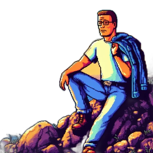jacket, robot, pixel art, comic book art transparent PNG cut-out