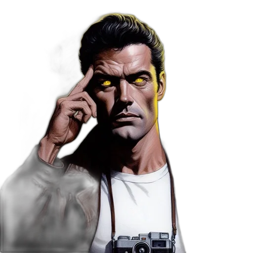 face, comic book art, concept art, photorealistic transparent PNG cut-out
