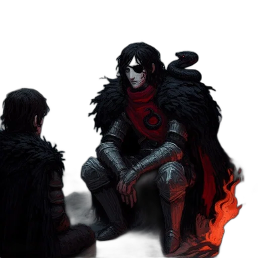 dragon, sword, jacket, concept art transparent PNG cut-out