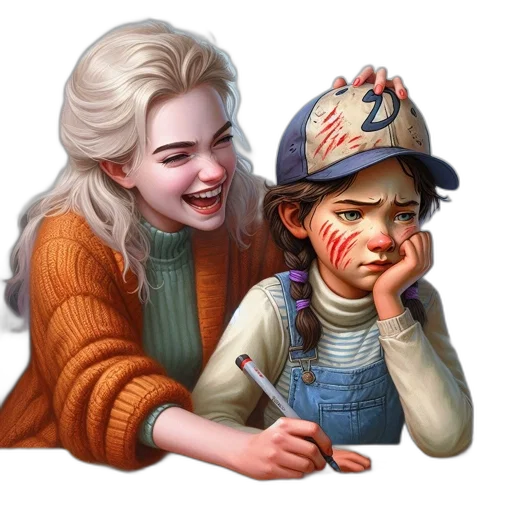 face, concept art, oil painting, pixel art transparent PNG cut-out