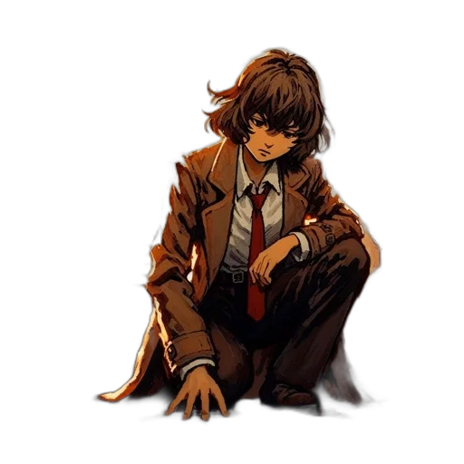 jacket, staff, face, creature transparent PNG cut-out