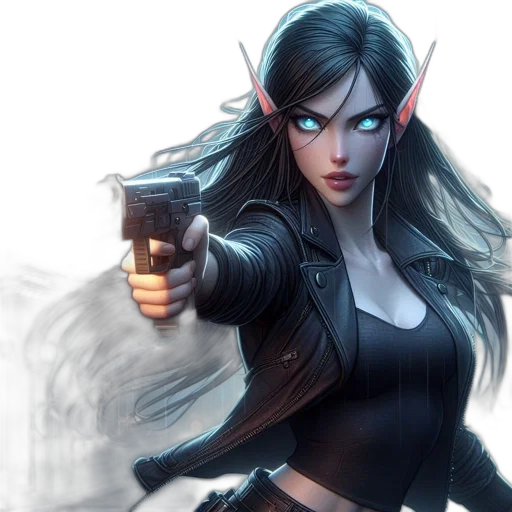 concept art, fantasy art, comic book art, cyberpunk transparent PNG cut-out