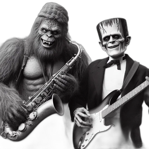 two, anthropomorphic, creatures, one transparent PNG cut-out