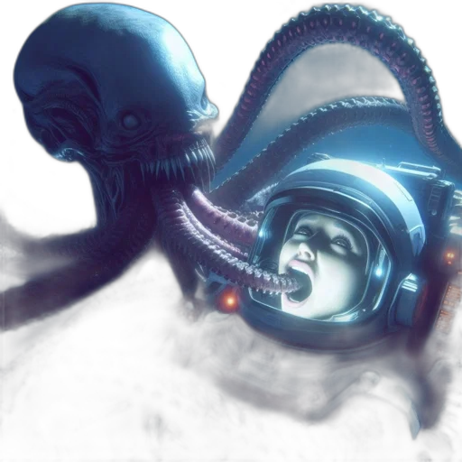 robot, creature, mask, hair transparent PNG cut-out