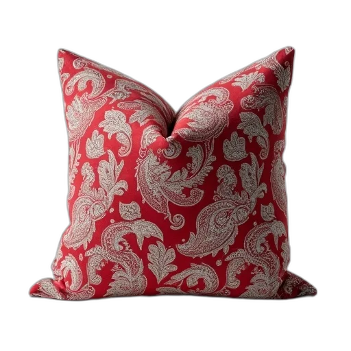 furniture, red, paisley, pillow transparent PNG cut-out