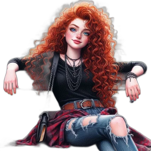 hair, fantasy art, concept art, comic book art transparent PNG cut-out