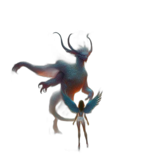 dragon, creature, animal, staff transparent PNG cut-out