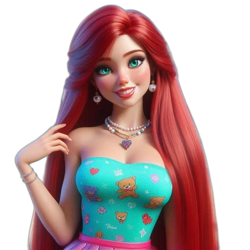 dress, jewelry, 3d render, cartoon transparent PNG cut-out