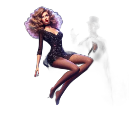 hair, dress, creature, staff transparent PNG cut-out