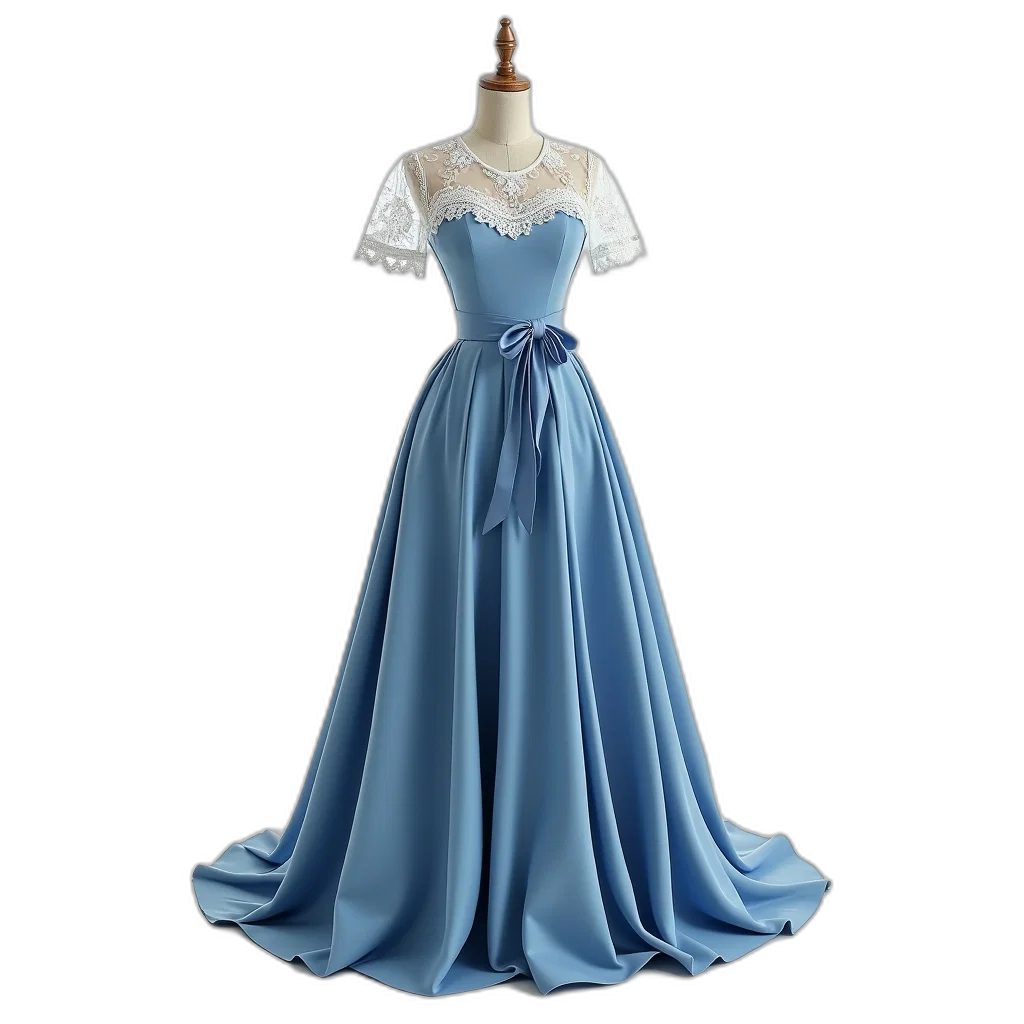 dress, 3d render, blue, mannequin transparent PNG cut-out