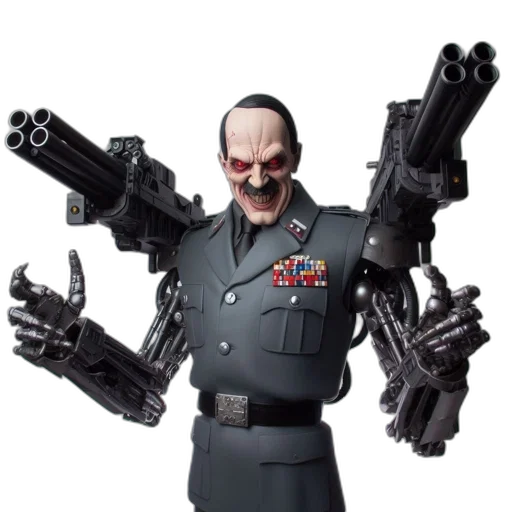 robot, weapon, staff, jacket transparent PNG cut-out