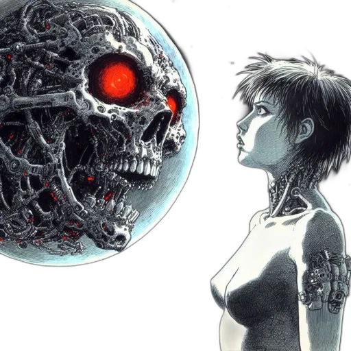 robot, comic book art, concept art, cyberpunk transparent PNG cut-out