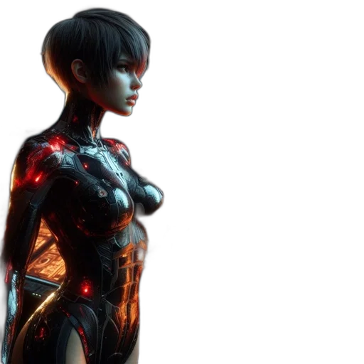 robot, concept art, cyberpunk, 3d render transparent PNG cut-out