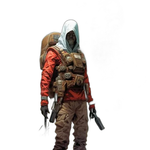 jacket, mask, staff, robot transparent PNG cut-out
