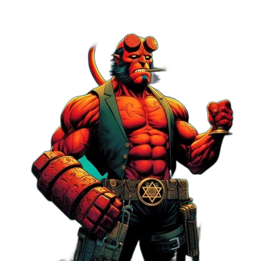 comic book art, concept art, fantasy art, red transparent PNG cut-out