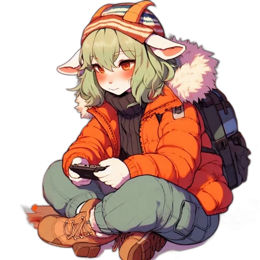 hat, jacket, staff, weapon transparent PNG cut-out