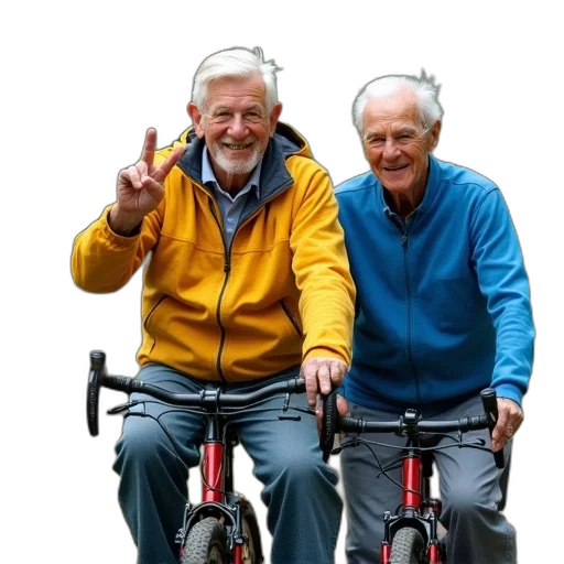 jacket, two, elderly, men transparent PNG cut-out