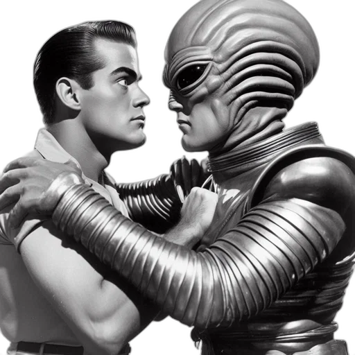 robot, comic book art, outer space, underwater transparent PNG cut-out