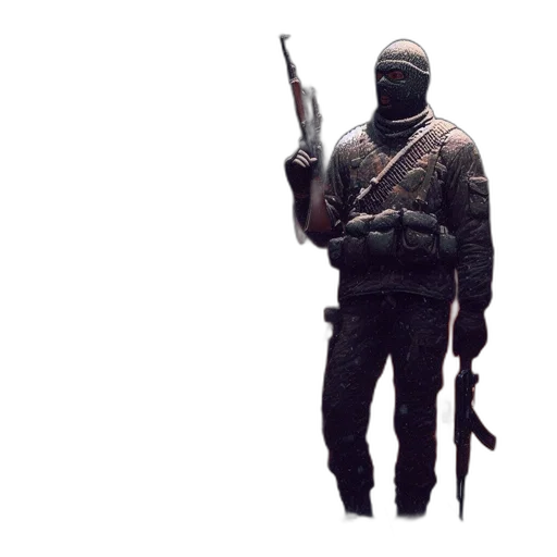 weapon, jacket, staff, mask transparent PNG cut-out
