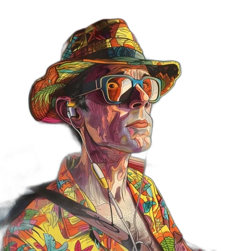 hat, face, jacket, watercolor transparent PNG cut-out