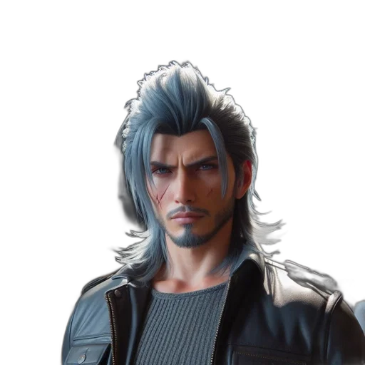 jacket, hair, 3d render, concept art transparent PNG cut-out