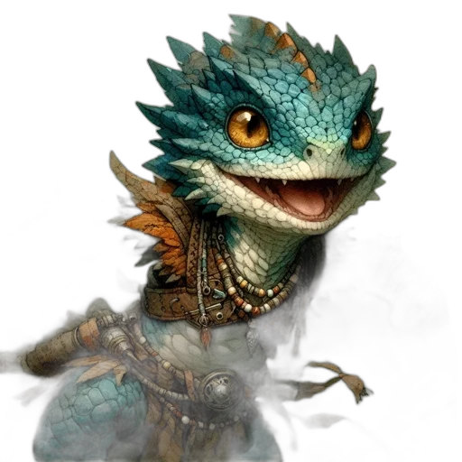 dragon, creature, animal, staff transparent PNG cut-out