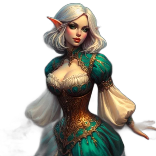 dress, fantasy art, concept art, comic book art transparent PNG cut-out