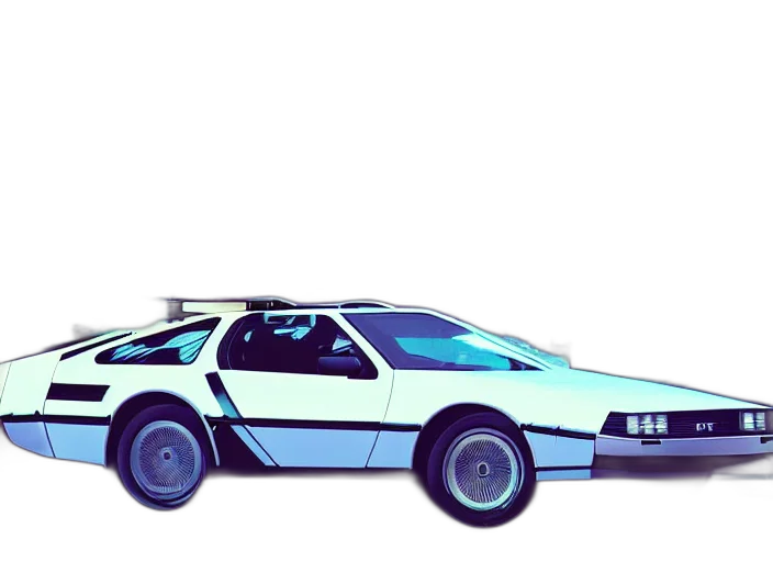 car, robot, weapon, vaporwave transparent PNG cut-out